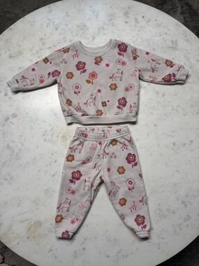 Garanimals Pink and Brown Floral Unicorn Kids Matching Set